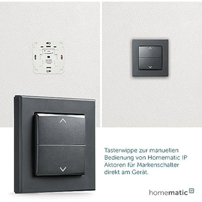 Interrupteur à bascule - homematic - anthracite - contrôle volets roulants - montage rapide - intérieur