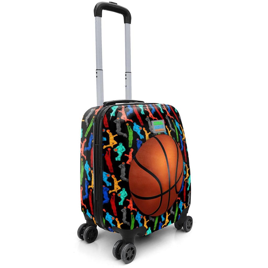coral high Kids Black Basketball Patterned Children's Suitcase 16745