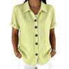 Women Casual Button Down Shirt Short Sleeve Striped Pattern Lightweight Relaxed Fit Blouse Suitable for Everyday Wear and Outdoor Activities