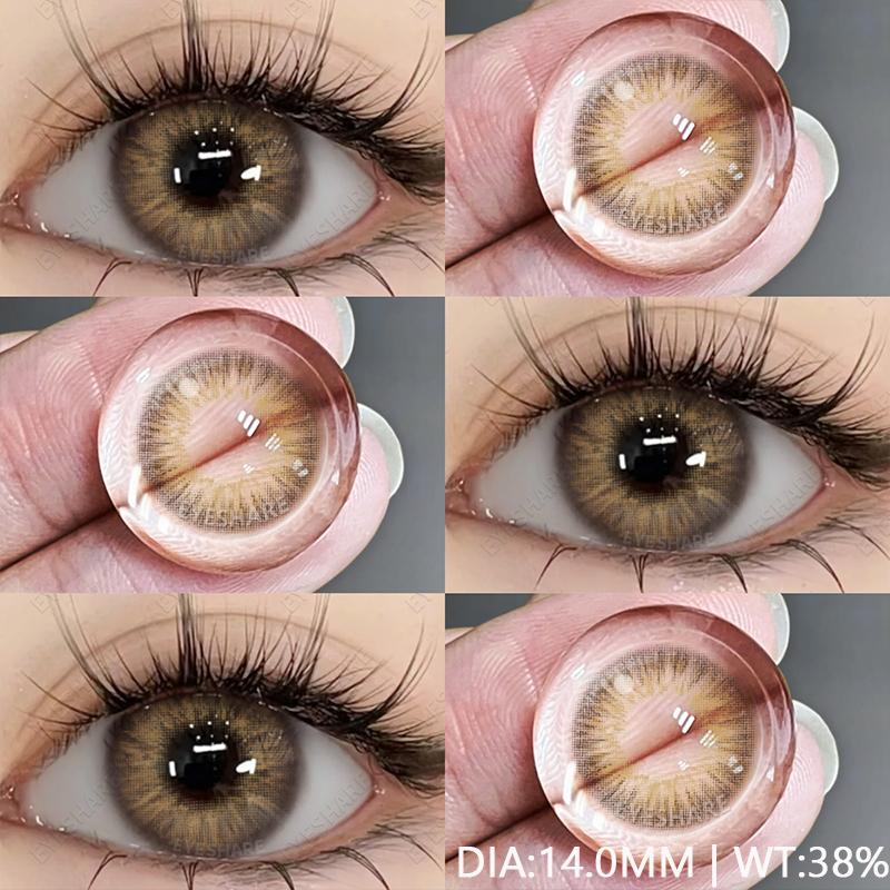 AMARA Neue farbige Kontaktlinsen für die Augen, 1 Paar, natürliche graue Linsen, braun gefärbte Pupillen, jährliche modische Beauty-Kontaktlinsen