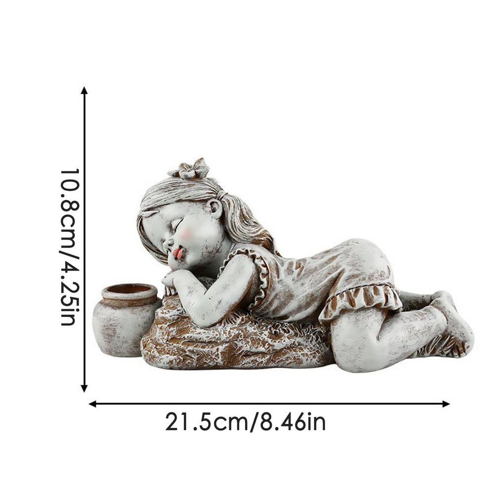 Garden Resin Child Sculpture Cute Resin Little Boy Girl Statue Solar Sculpture Indoor Outdoor Flower Bed Ornaments Photography