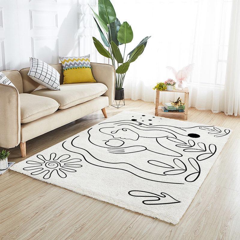 שטיח אזור שולחן קפה ספה קווים מופשטים קל לניקוי קישוט סלון שטיח לא מחליק שטיחון רצפה לבית מסדרון חדר שינה