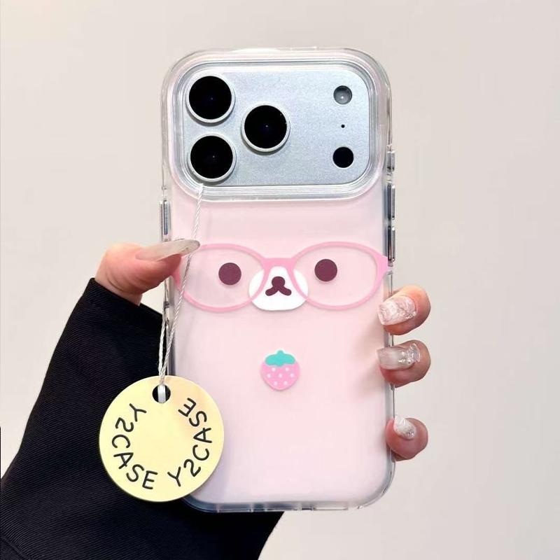 New Trendy INS Cute Strawberry Easy Bear Phone Case For iPhone 17 Promax 17Air 15 14 13 16 12 11Pro Max Plus Advenced Y2k Cover