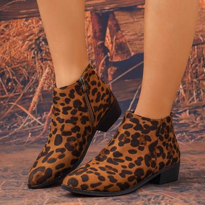 Fashion 2024 Brand Shoes for Women Side Zipper Women's Boots Fashion Leopard Print Modern Boots Women Sexy Pointed Toe Solid Naked Boots
