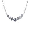 S925 Sterling Silver Moissanite Smile Necklace with Seven Princess Pendants, 2.8 Carat, D Color Clavicle Chain