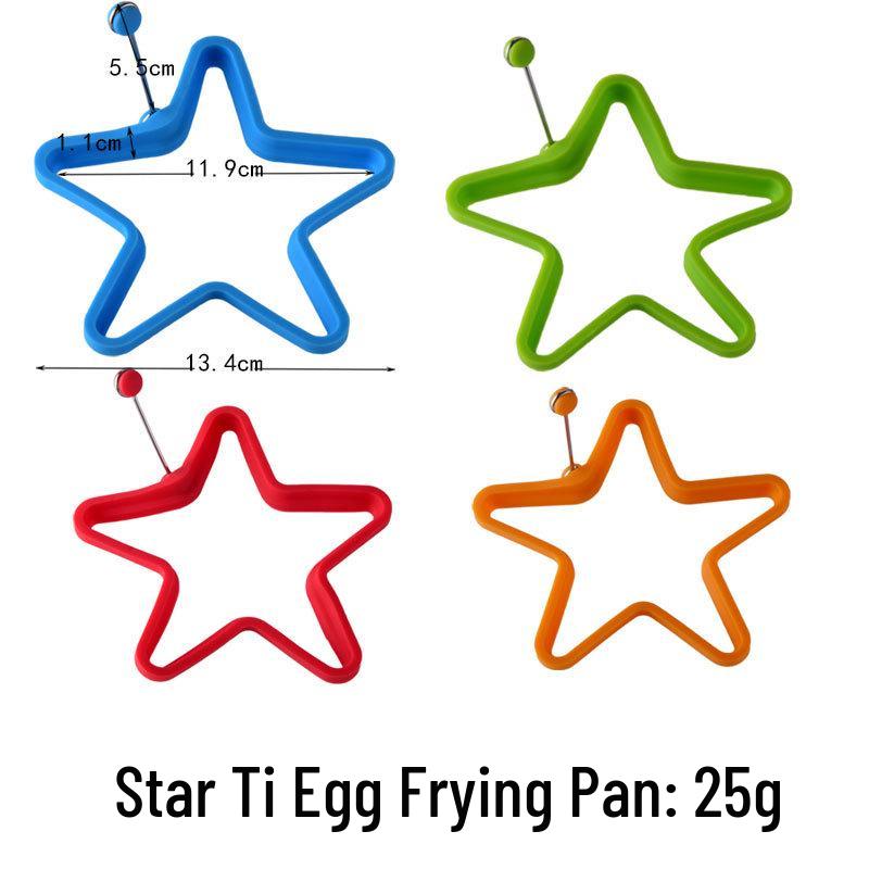 Cartoon Heart-Shaped Silicone Egg Frying Pan Ring with Handle - Nonstick Pancake Mold Cooking Tool