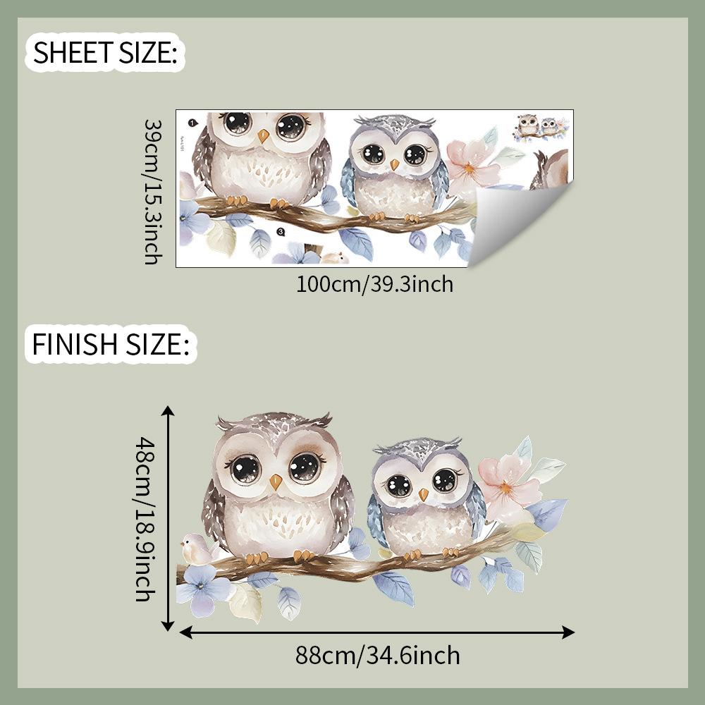 

Мультяшные нарисованные Сова на ветке Спальня Гостиная Прихожая Украшение дома Фоновые настенные наклейки