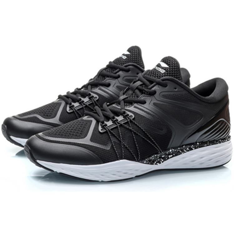 Li Ning Cushioning Slip Resistant Abrasion Resistant Low top Running Shoes Men's Black White ARHP233-1