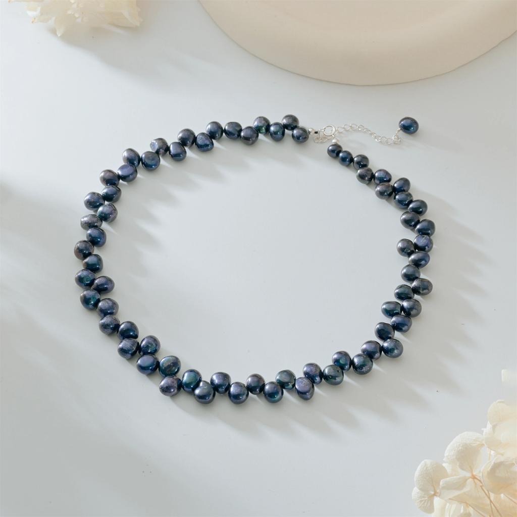 Vero Girocollo di Perle Barocche Naturali d'Acqua Dolce per Donna Ragazza Regalo Popolare AA 5-6mm 8-9mm Collana di Gioielli di Perle