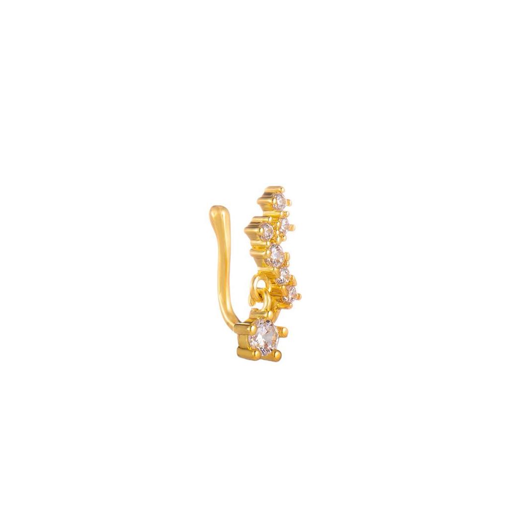 Elegant Sweet Copper Heart U-Shaped Zirconia Nose Clip Piercing-Free Stud for Women