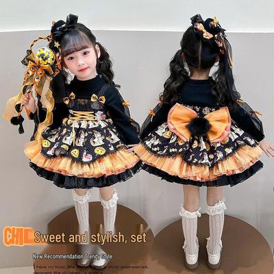 Girls' Halloween Little Pumpkin Princess Dress - Fashionable Lolita Style Birthday and Performance Costume