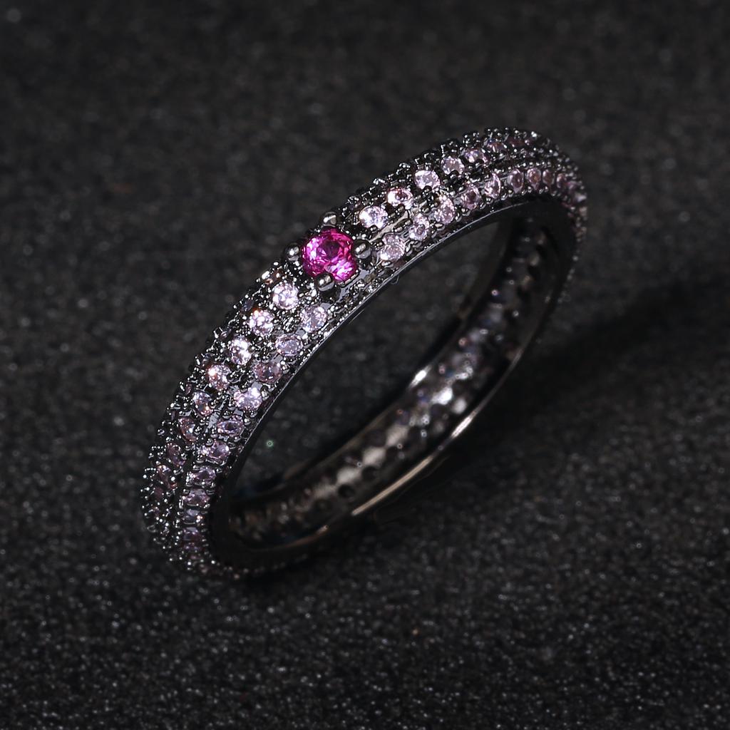 S Silver Colorful Zircon Black Gold Ring for Women Full Zircon Wedding Party Engagement High Quality Jewelry Ring Gift