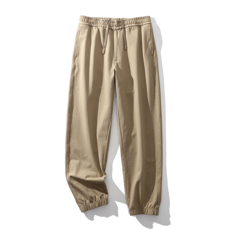 Japanese Retro Heavy-Duty Washed Pure Cotton Jogger Casual Pants for Men, Spring and Autumn Elastic Waist Pants, Export Men's Long Pants