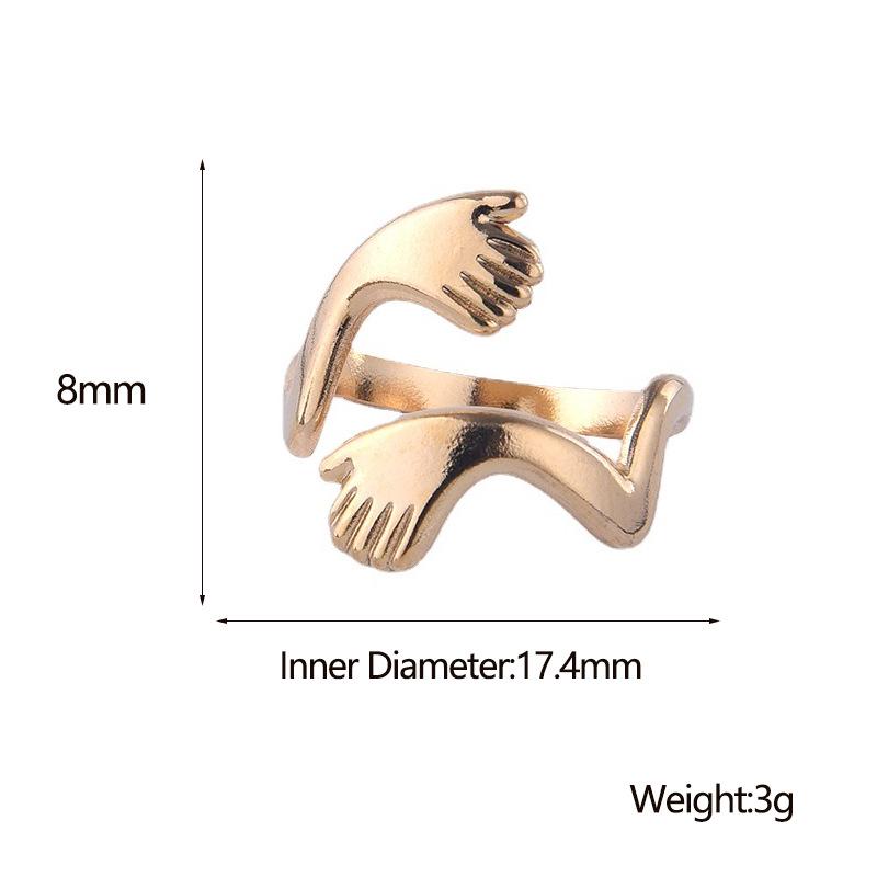 Non-Fading Titanium Steel Hip-Hop Ring - Embracing Arms Design for Women