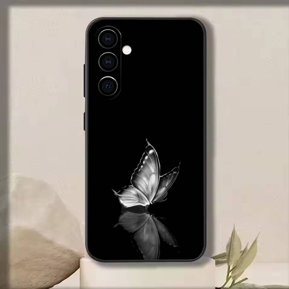 

White Butterfly Phone Case For Samsung Galaxy A73,A72,A71,A70,A53,A52,A51,Others Soft Black Cover Samsung a30 a20