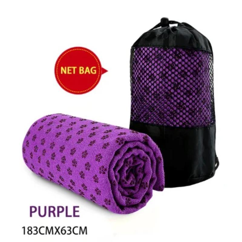 Rutschfestes Yoga-Handtuch aus Mikrofaser, verdicktes PVC, pflaumenfarbene Punkte, faltbare Yoga-Fitnessmatte mit Schweißabsorption, 1 Stück
