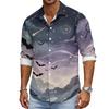 Men's Loose Fit Long Sleeve Shirt Halloween Design Breathable Casual Vintage Style Button Down Shirt for Spring and Autumn Outdoor Workwear