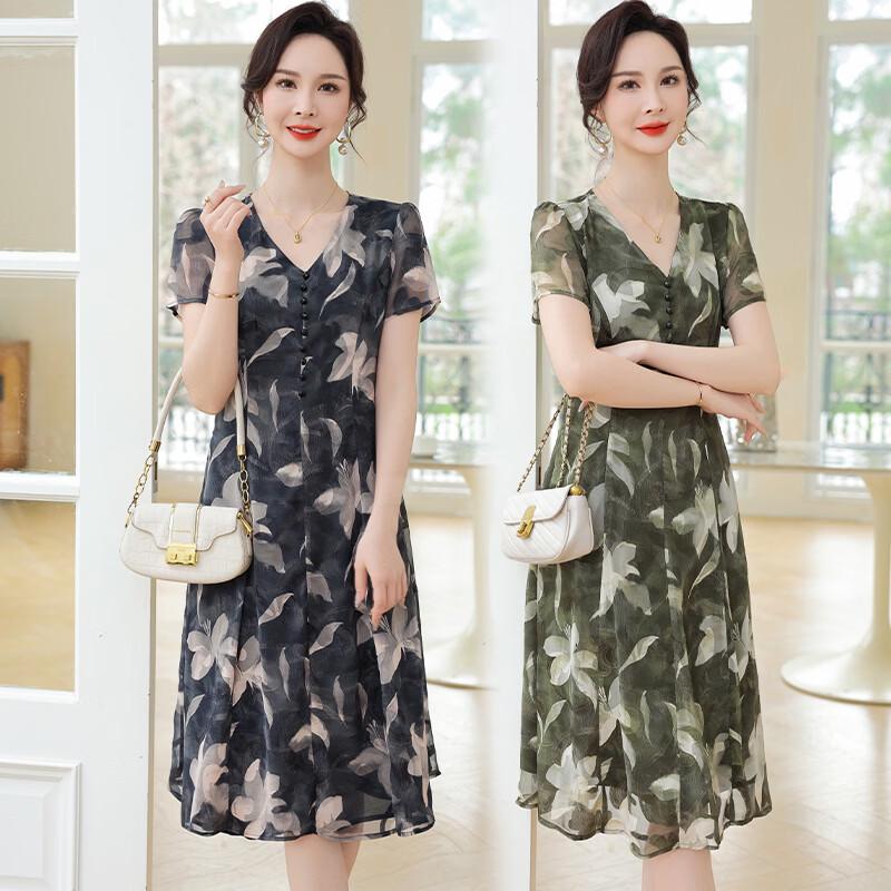 Yalu Women s Printed V-Neck Short Sleeve Dress 4XL