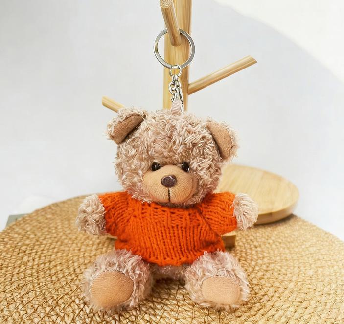 Wearable Teddy Bear Keychain Pendant – Plush Toy Gift for Graduation Season with Logo Print