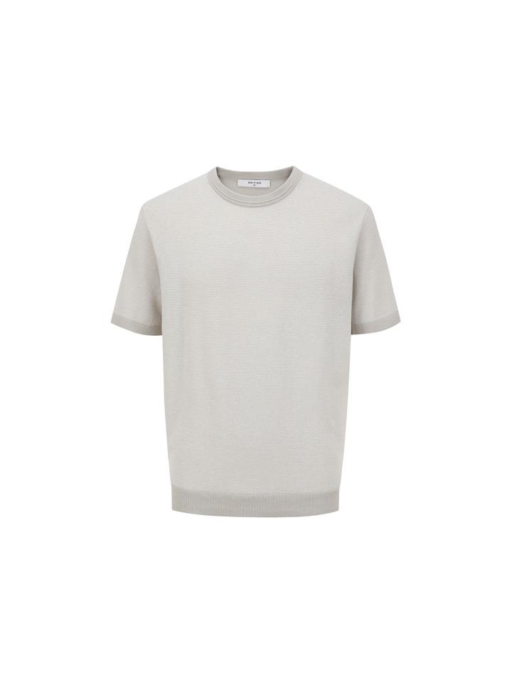 Edition Men) Two-Tone Color Block Round Short Sleeve T-Shirt_Beige Be (Beige) / 100