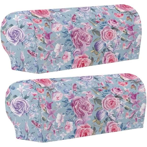 Arm Chair Covers - Set of 2, Slip Covers for Armchairs & Recliners, Integrated Twist Pin - Rose Red