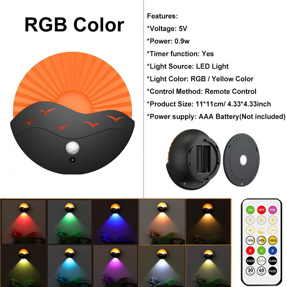 17 Models Remote Control Wall Light Touch Night Light 360 Degree Rotation Bedroom Bedside Light RGB Color Change Dimmable