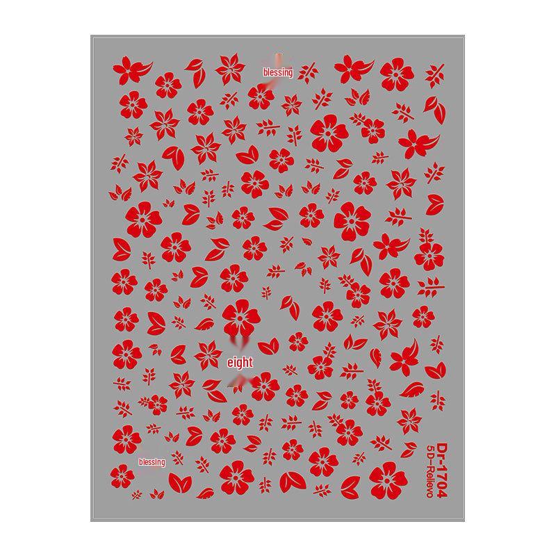 Redanco 5D Embossed Flower Nail Stickers - Hot Style 3D Planner Decals (DR1705)