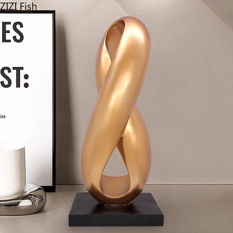 Kreative Goldene Band Statue Ornamente Schreibtisch Dekoration Abstrakte Handwerkskunst Minimalistische Verdrehte Knoten Skulptur Raum Ästhetische Dekoration