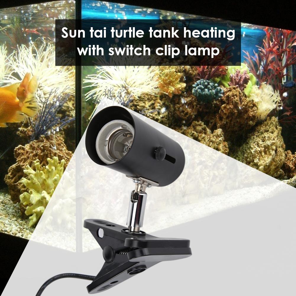 Turtle Fish Tank Reptile Heating Light Holder 360 Degree Rotation E27 Lamp Socket Holder UVA+UVB Clip-on Bulb Cover with Switch