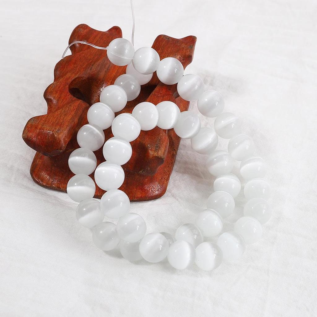 Weiße Katzenaugenstein lose Perlen (4-12MM) für DIY Armband, Halskette, Haarnadel, Ohrringe