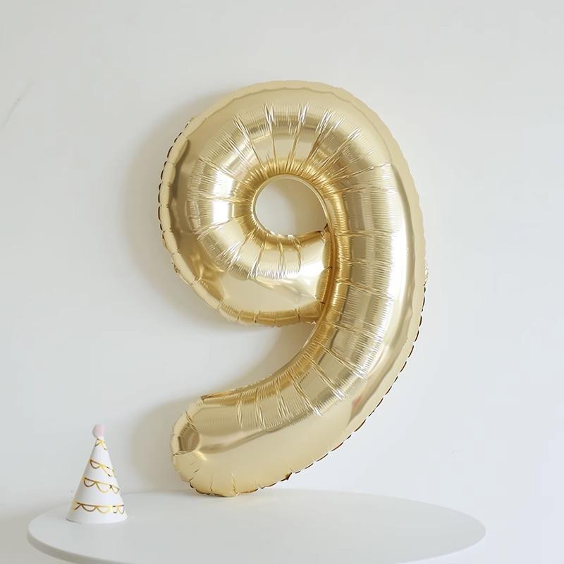 Balon Auriu Platină 1 buc 40 Inch Cifră Balon cu Heliu Sferic Digital Decorare Petrecere Aniversare Copil Bebeluș Sărbătoare Botez