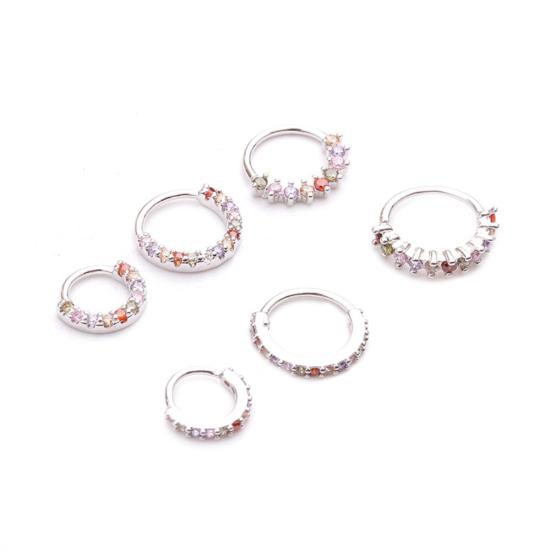 1Pc Women Multicolor Cubic Zirconia Hoop Nose Ring Huggie Earring Helix Jewelry