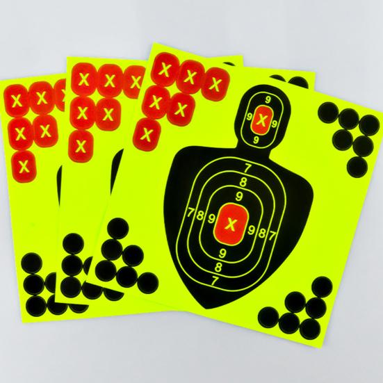 10Pcs Shooting Target Papers Self Adhesive Good Impact Blasting Effect Exquisite Pattern Multiple-holes Highly Visibility Shooting Practice 4 Styles
