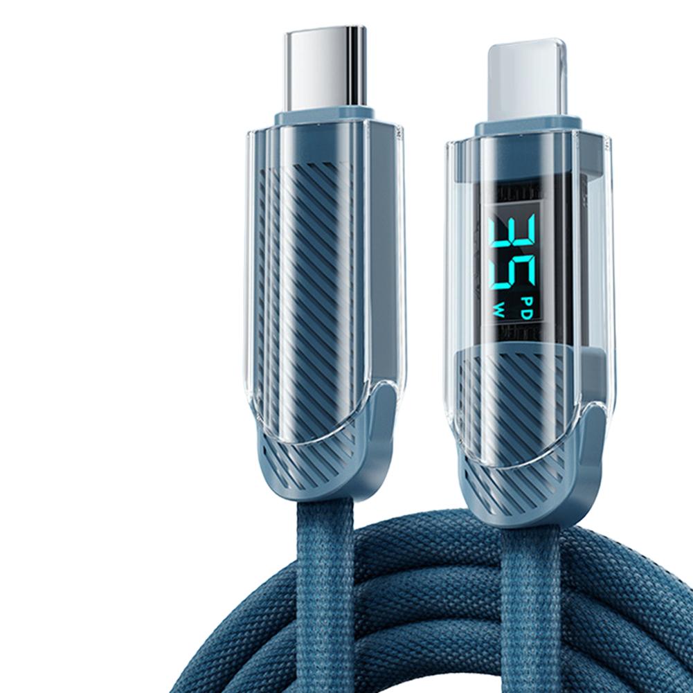 

Кабель быстрой зарядки 120 Вт с цифровым дисплеем, двойной кабель Type-C для iPhone 16/15 Pro Max Plus, Xiaomi, Huawei, Samsung