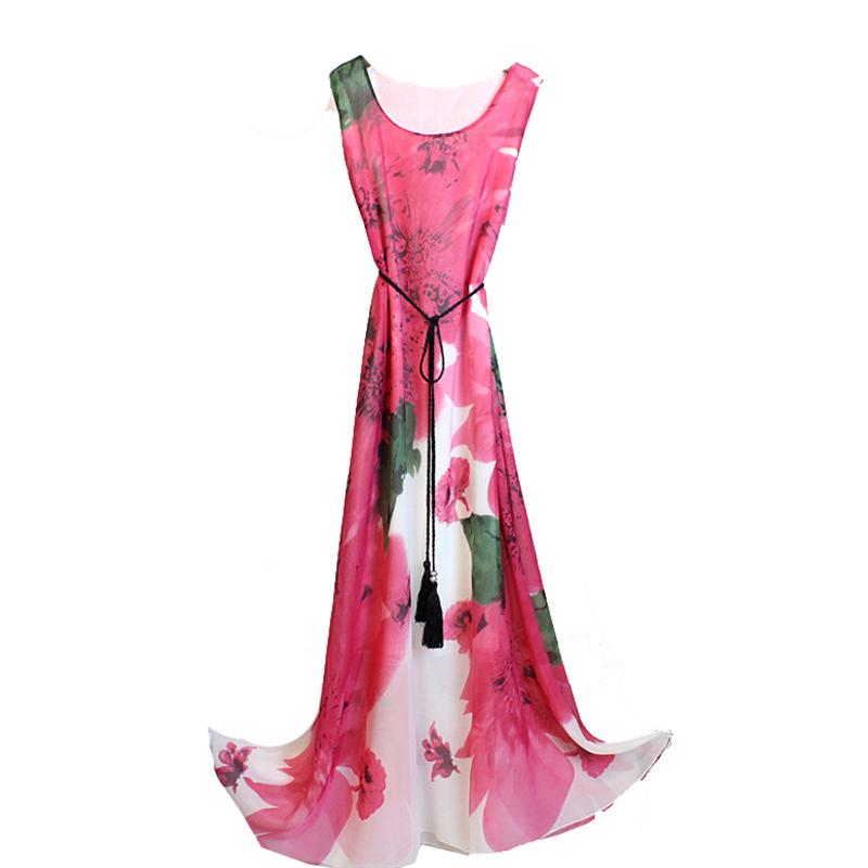 

Сарафаны с рюшами и подолом, шифоновое платье без рукавов с принтом, женское L-XXXL, большие размеры, летний свободный длинный жилет до щиколотки L красный