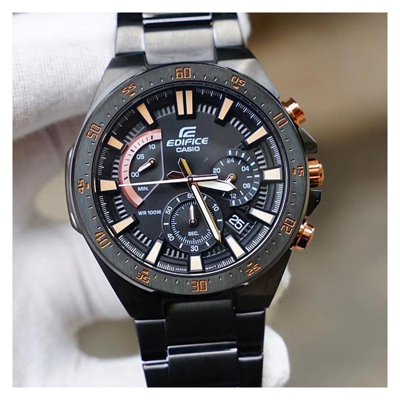Casio CASIOEDIFICE Series, Versatile Black Gold Color, Quartz Movement, Stainless Steel Strap, Japanese and Korean Watch, Men's Watch, EFR-563DC-1A