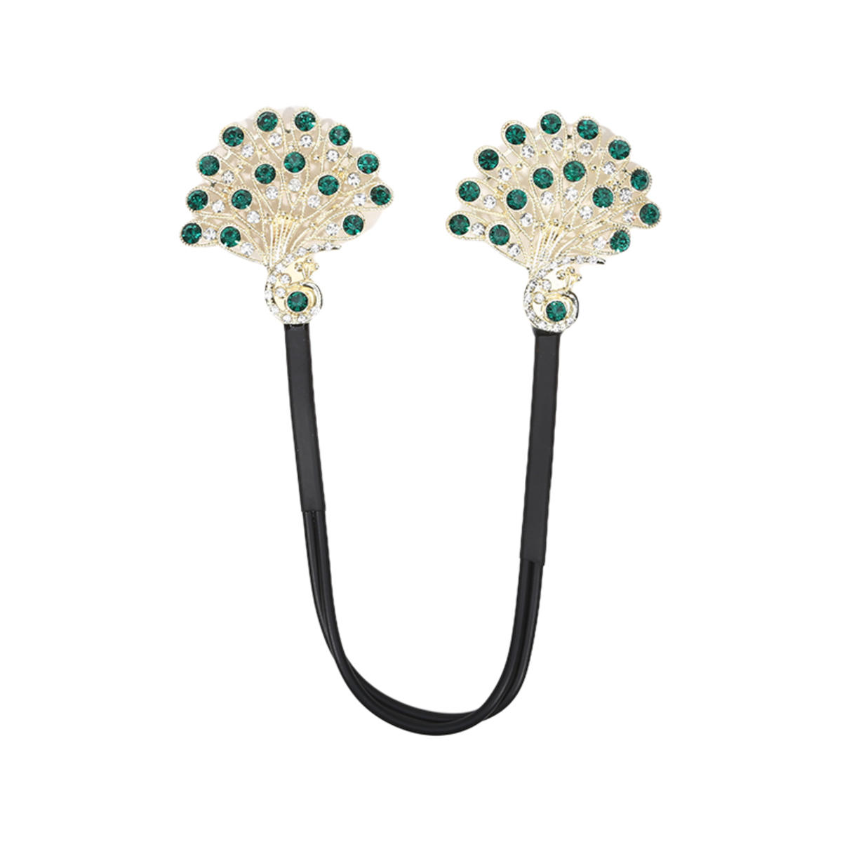 

1 шт., бигуди для волос в виде павлиньего хвоста со стразами, зажим для волос Deft Bun Twister, инструмент для укладки, аксессуары зелёный