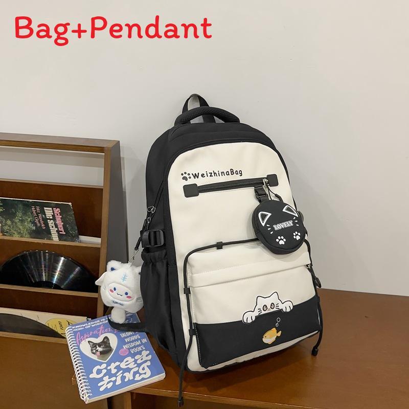 

Girls Nylon School Backpack With Design For Middle School Daily Use чёрный