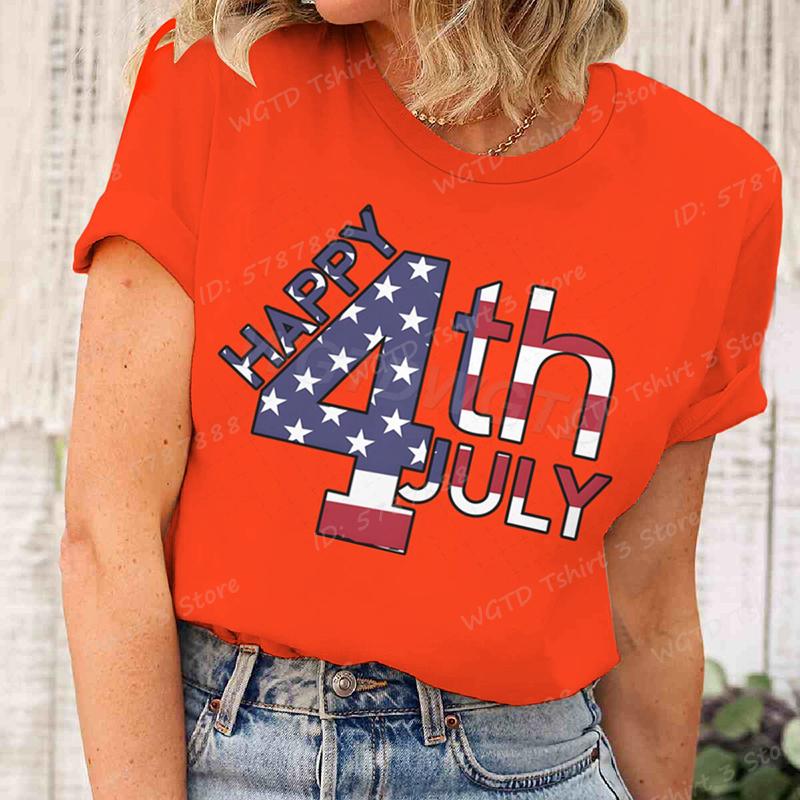 Happy 4th Of July T-Shirts Unabhängigkeitstag T-Shirts Sommer T-Shirt Lässige Kurzarm-T-Shirts Rundhals-Oberteile Damenbekleidung