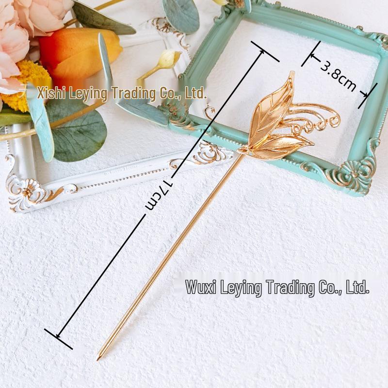 Plain Embryo Alloy Hairpin with Big Leaf Design and Electrophoretic Color Retention