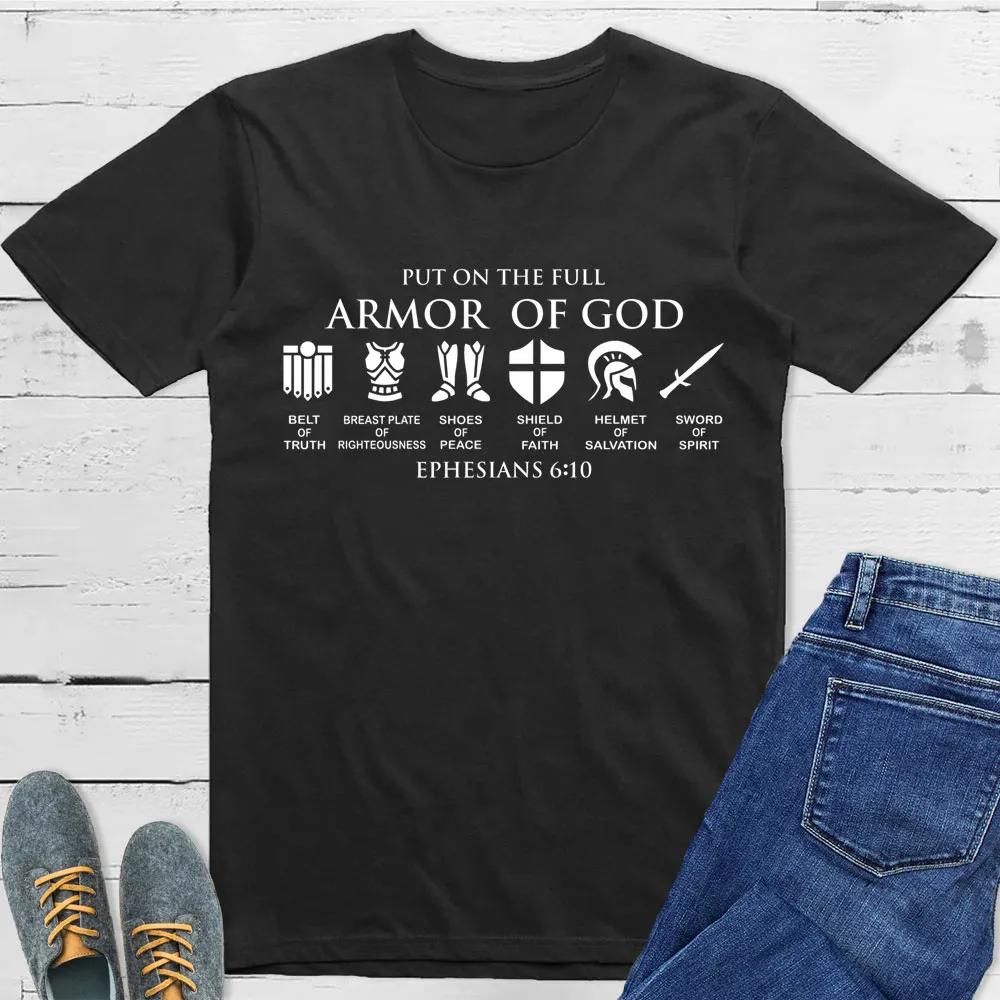

Armor of God Christian TShirt Mens and Womens Fashion Short Sleeve Cotton Tees Retro HipHop Tops Summer Blouse Men Clothing S
