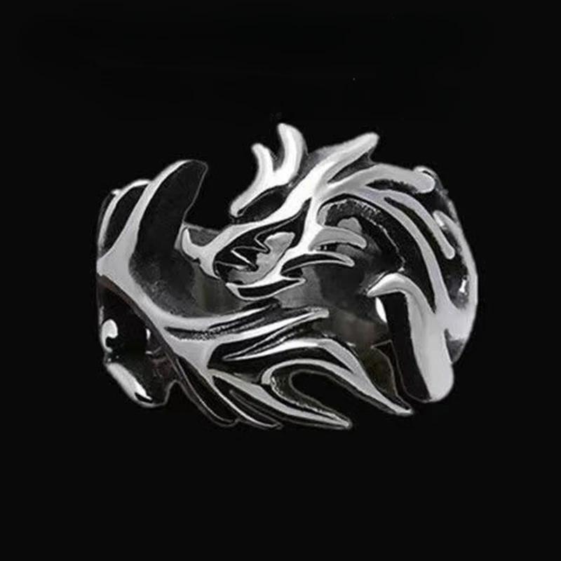 2024 Fashion Luminous Dragon Rings Gothic Adjustable Men Stainless Steel Rings Unique Boys Jewellery Vintage Anillos