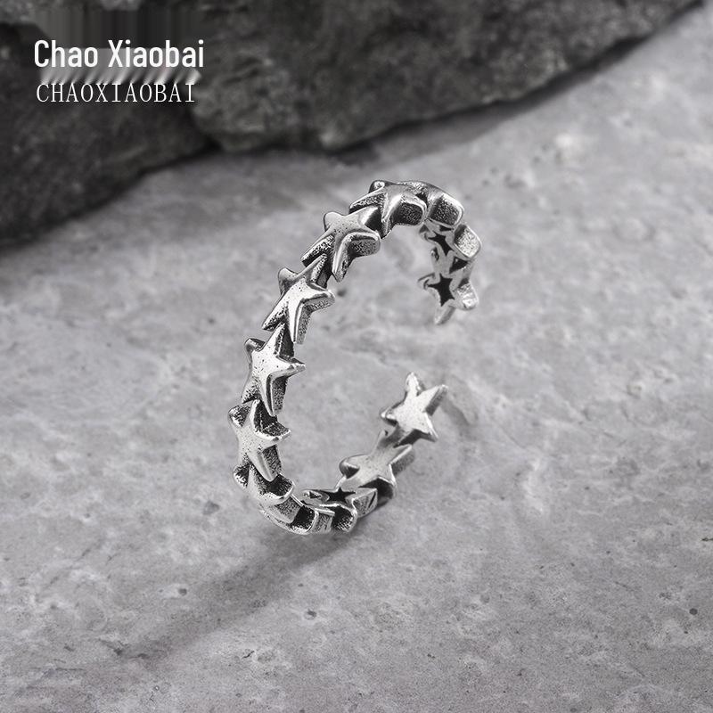 Versatile Fashion Electroplated Star Ring - Cross Style with Japanese-Korean Niche Influence Adjustable