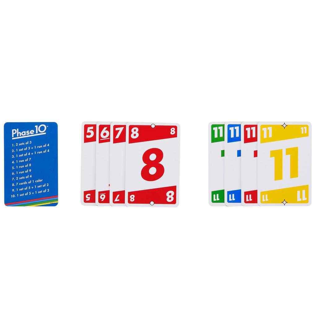 Mattel Game Phase 10 Game Party Supplies Educational Game Card Game 112 Cards 2-6 Players Ages 7 and Up Blue HCF91