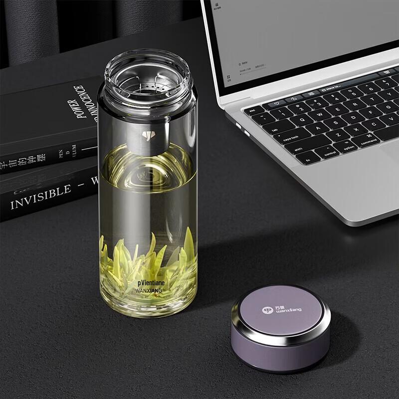 WANXIANG Portable Borosilicate Glass Tea Infuser Bottle