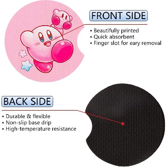 Car Cupholder Coaster Absorbent 2 Pack Cute Kawaii Cartoon Design Rubber New Automotive Cup Holder Decal Decor Accessories for Women Men BD353