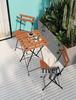 Outdoor Solid Wood Folding Balcony Table and Chair Set - 3-Piece