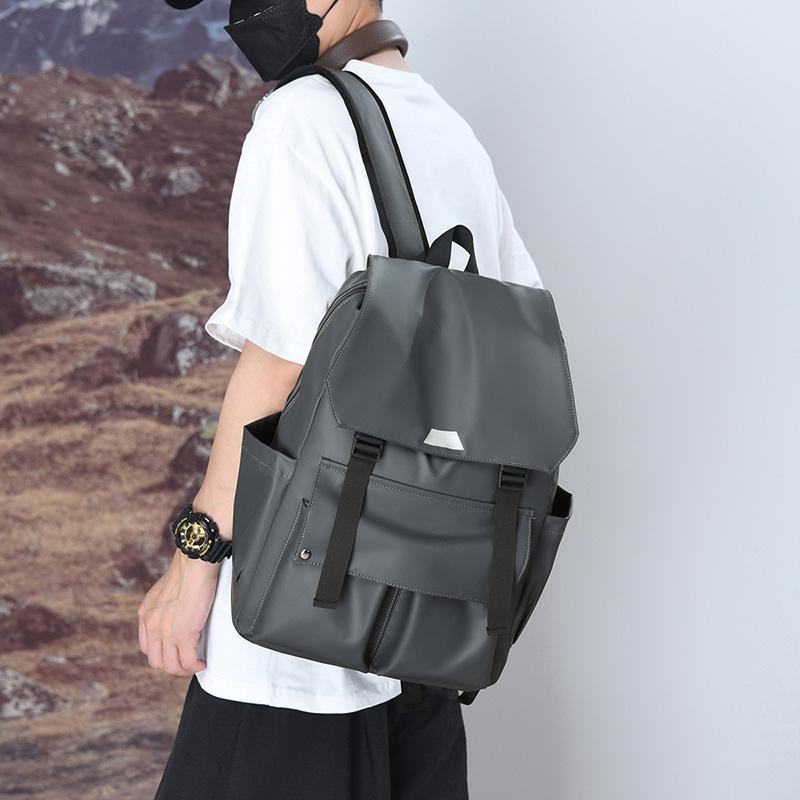 Trendiger Freizeitrucksack Herren Unifarbener Einfacher und Vielseitiger Reiserucksack Neutral Große Kapazität Mehrere Taschen Schüler Schultasche