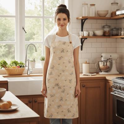 Delantal de Cocina para Cocinar con Estampado Floral Transpirable Antiadherente Delantal de Florista Ajustable con Bolsillo Uniforme de Trabajo para Jardinería