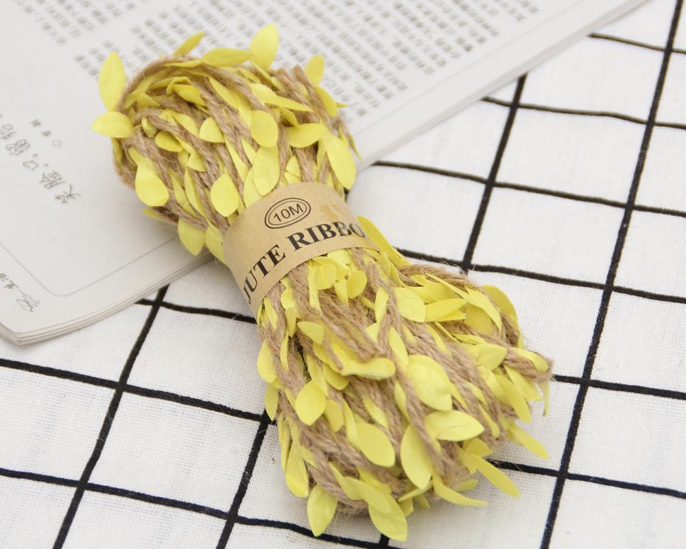 10M Simulation Green Leaves Weaving Hemp Rope DIY Wedding Birthday Wedding Decoration Rattan Gift Bouquet Packaging Rope